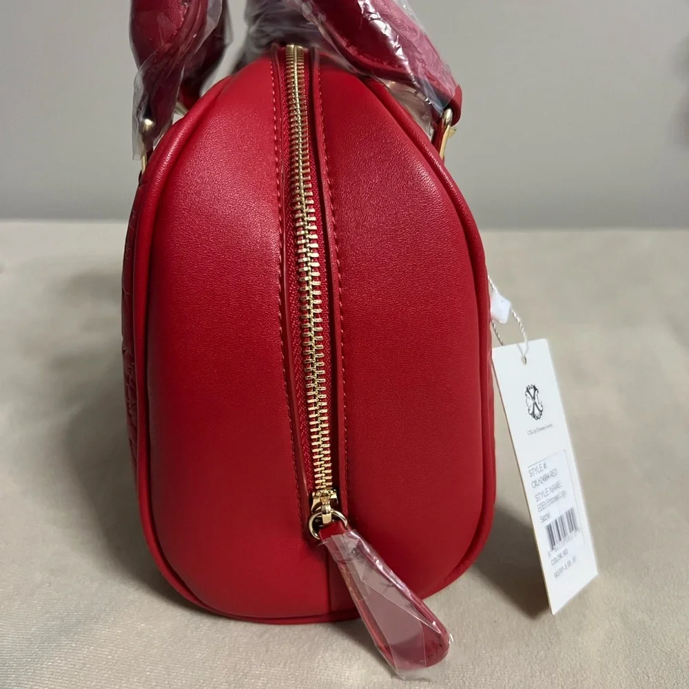 CXL by Christian Lacroix Red Eiden Embossed Logo Satchel NWT
